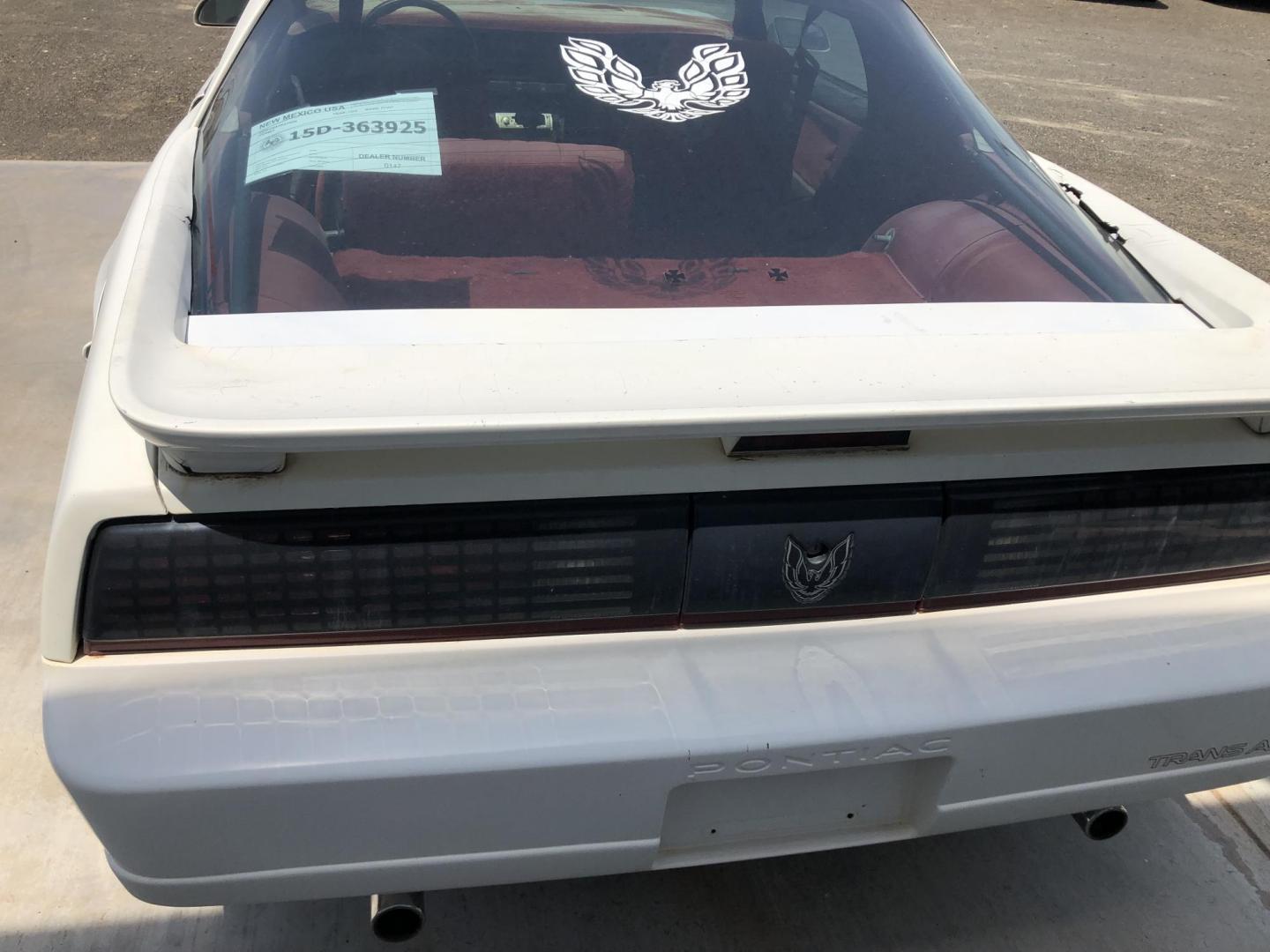 1988 WHITE /RED CLOTH Pontiac Trans Am GTA hatchback (1G2FW21E1JL) with an 5.0L V8 OHV 16V engine, located at 821 N. Prince Street, Clovis, NM, 88101, (575) 762-8852, 34.406643, -103.195999 - NEW PAINT WITH GHOST FLAMES - Photo#2
